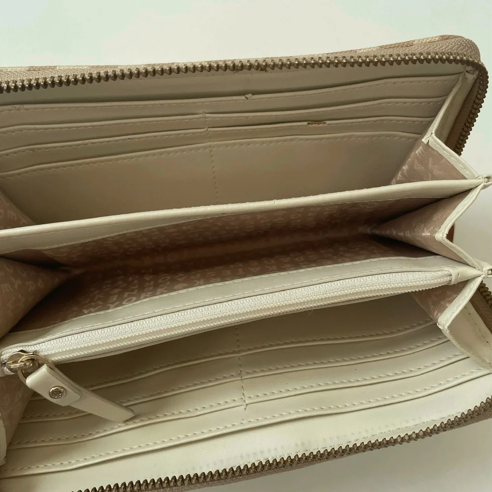 Kate Spade New York Neda Signature Stucco Canvas Zip Around Beige Wallet